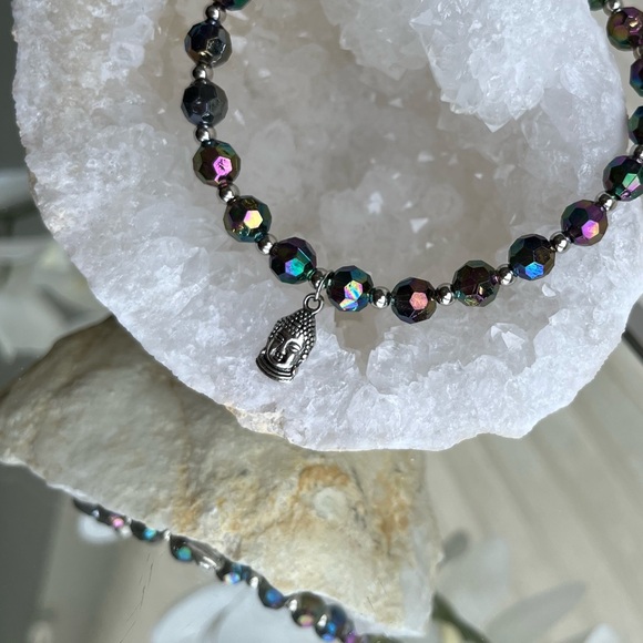 Jewelry - Acrylic Dark Rainbow Buddha Bracelet